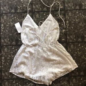 Tobi white lace romper